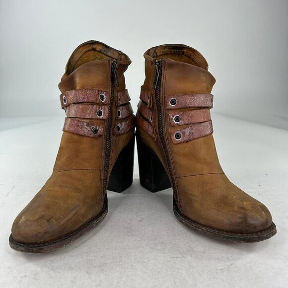 FREEBIRD by Steven Blaze Zip Harness Boot US 9 Buckle Belted Western Ankle Boot - Picture 3 of 10